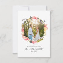 Floral Frame Photo Thank You Card