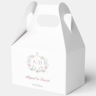 Floral Frame Religious Wedding Monograms Gable Favor Box
