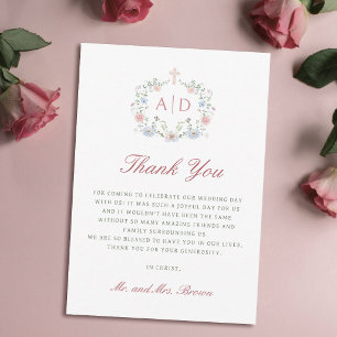 Floral Frame Religious Wedding Thank You Card