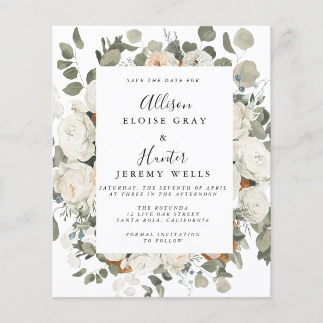 Floral Frame Save the Date (Front)