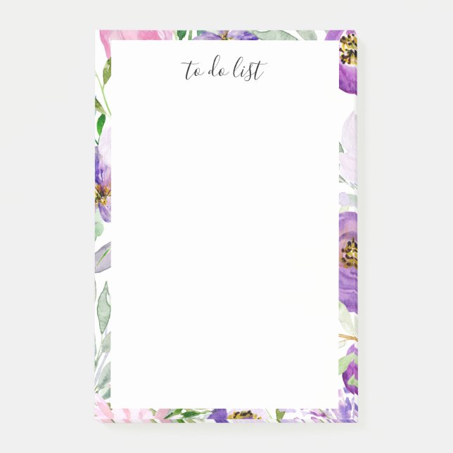 Floral Frame Script to do list Personalized Post-it Notes (Front)