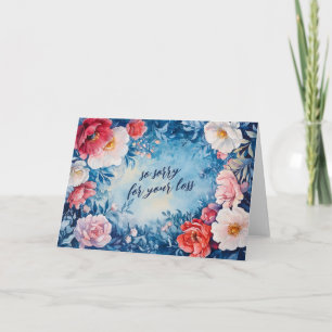 Floral Frame SORRY FOR LOSS CUSTOM Condolences Card