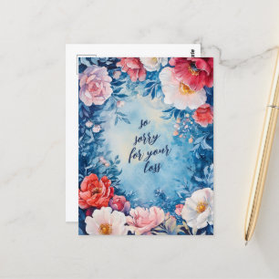 Floral Frame SORRY FOR LOSS CUSTOM Condolences Postcard