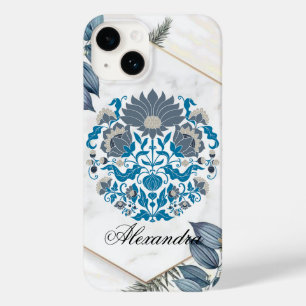 Floral Frame, Teal Graphic Art, Mandala Case-Mate iPhone 14 Case