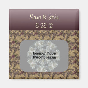 Floral Frame Wedding Photo Personalized Magnet