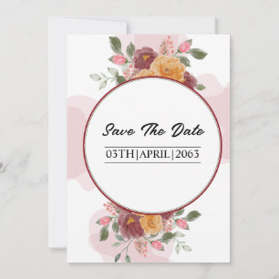 Floral Frame Winter Wedding Card Invitation 