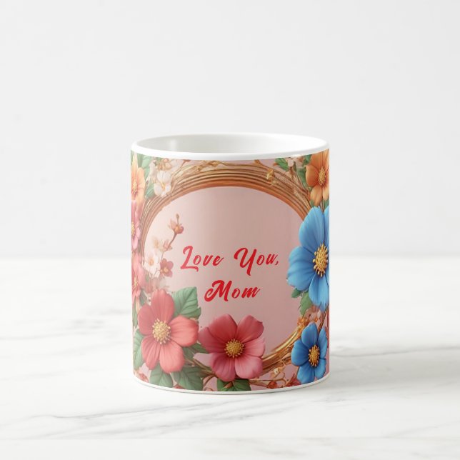 Floral Frame With Colourful Flowers Coffee Mug (Center)