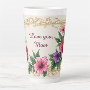 Floral Frame With Colourful Flowers Latte Mug