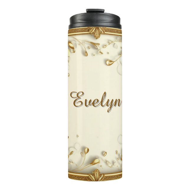 Floral Frame With Custom Name Thermal Tumbler (Front)
