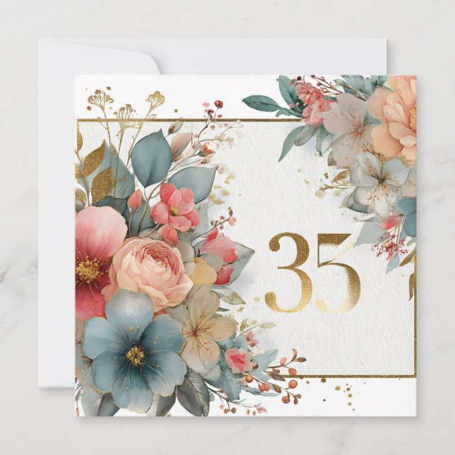 Floral Frame with Number 35 for Anniverary (Front)
