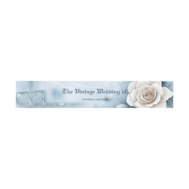 Floral Frame with Roses and Celtic Design.  Invitation Belly Band (Flat)