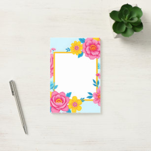 Floral Frame with Vibrant Flowers Post-it Notes