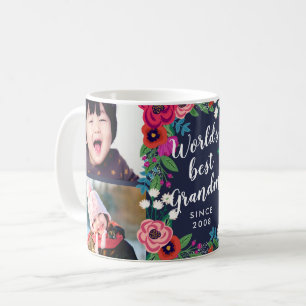 Floral Frame World's Best Grandma Photo Collage Coffee Mug
