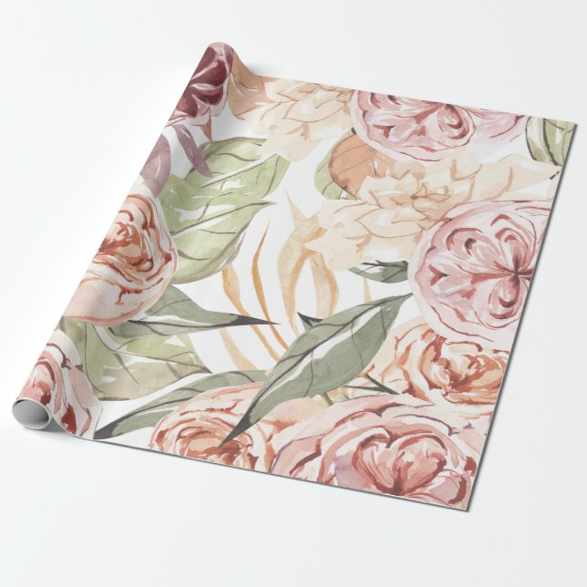 Floral Frame Wrapping Paper (Unrolled)