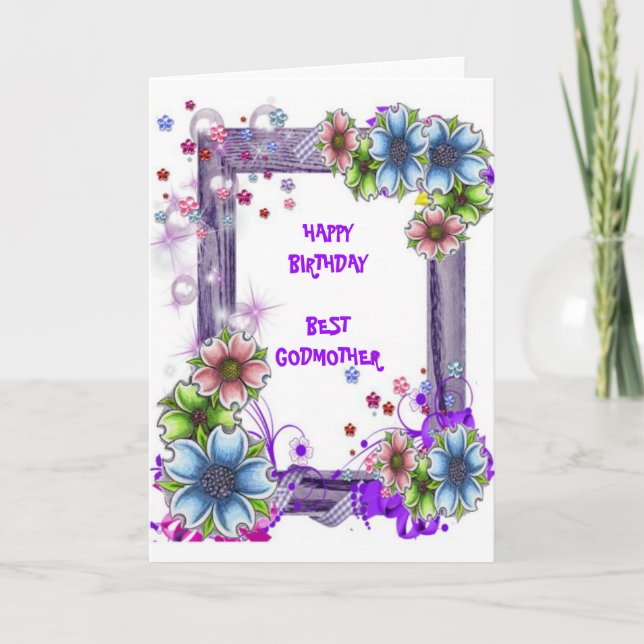 Floral Framed Godmother Card (Front)