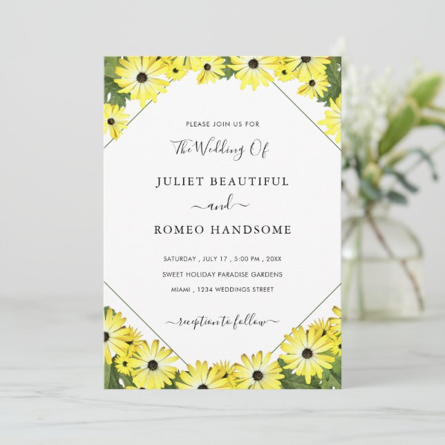 Floral Framed Personalized Wedding Invitation (Standing Front)