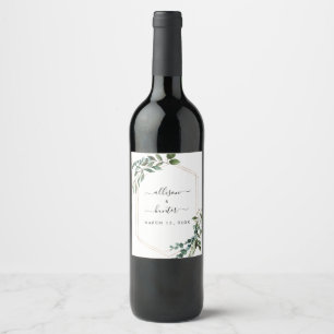 Floral Framed Wedding Wine Label