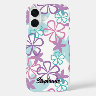Floral Freestyle - Hand-Drawn Retro Flowers iPhone 16 Case