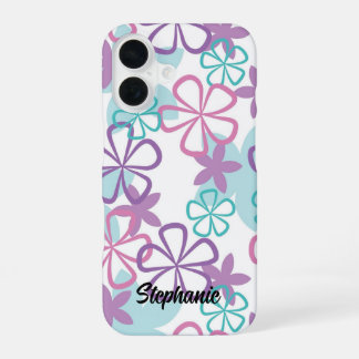 Floral Freestyle - Hand-Drawn Retro Flowers iPhone 16 Case