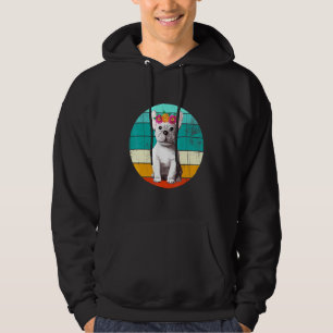 Floral French Bulldog In Retro Sunset Frenchie Vin Hoodie