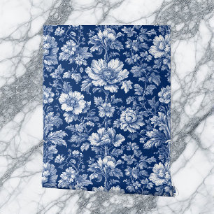 Floral French Toile Indigo Blue Vintage Tradition Wallpaper