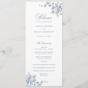 Floral French Toile Vintage Wedding Program