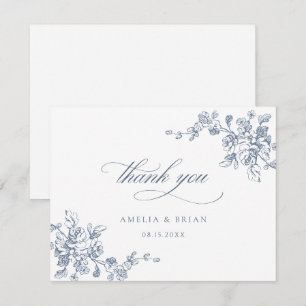 Floral French Vintage Elegant Wedding Thank You Card