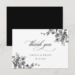 Floral French Vintage Elegant Wedding Thank You Card