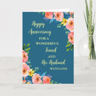 Floral Friend and Her Husband Anniversary Card