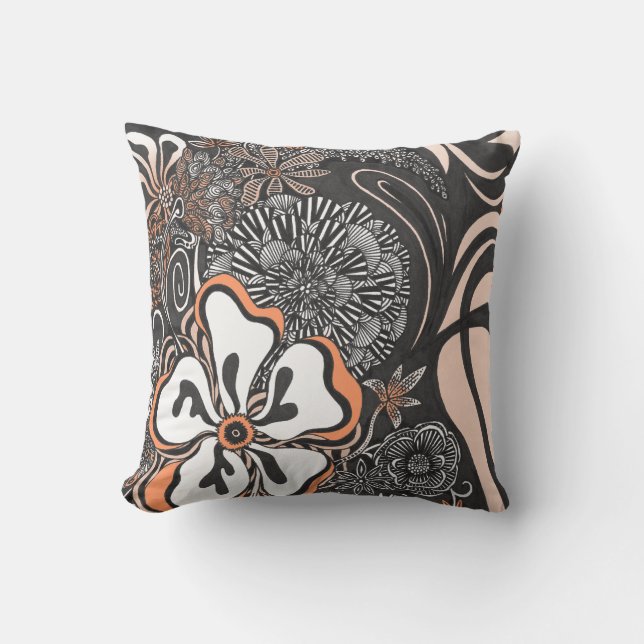Floral Frill | Customizable Colour | Throw Pillow (Front)