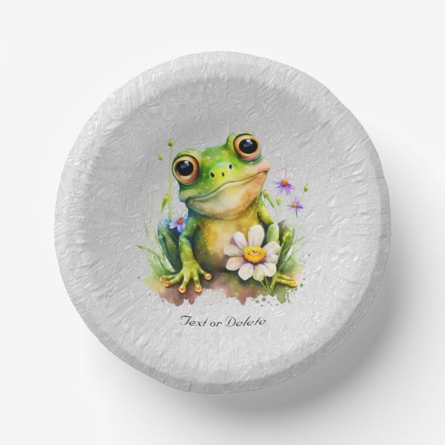 Floral Frog Paper Bowl Paper Plate (Front)