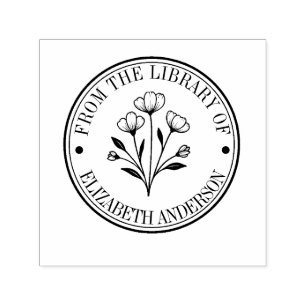 Floral From the Library of Custom Book  Self-inking Stamp