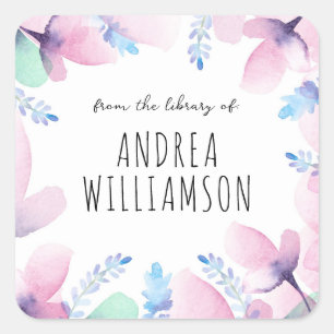 Floral From The Library of Square Sticker