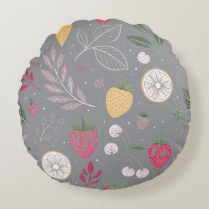 “Floral Fruit Pattern Decorative Round Pillow” Pillow
