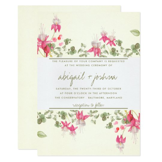 Floral Fuchsias Wedding Card