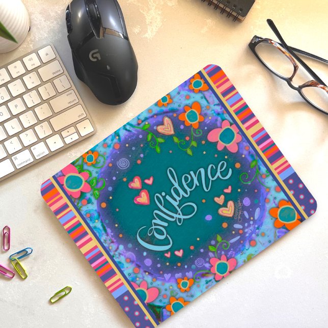 Floral Fun Confidence Stripe Inspirivity Mouse P Pad (Creator Uploaded)