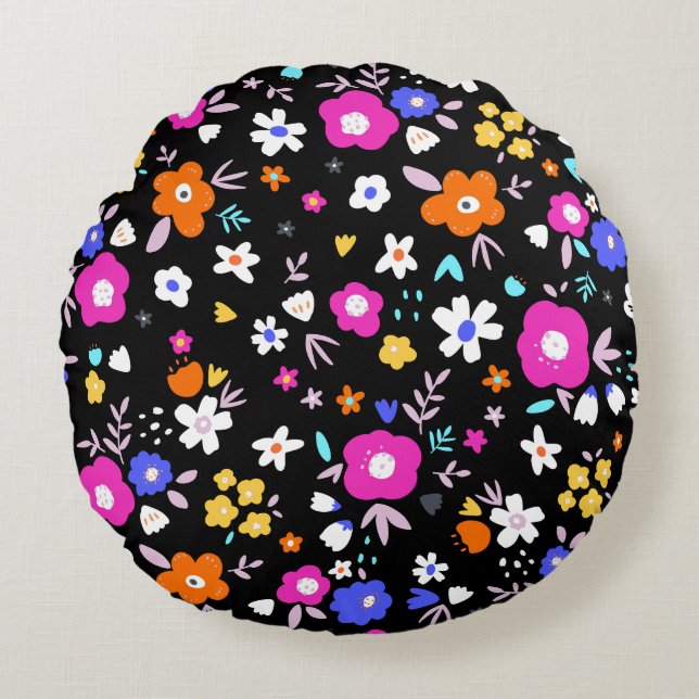 Floral Fun Round Pillow (Front)