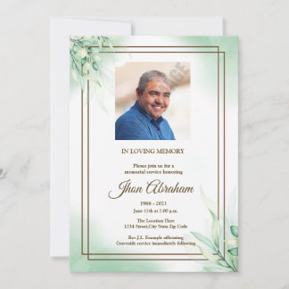Floral Funeral Announcement Card
