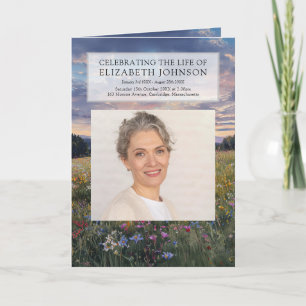 Floral Funeral Memorial Order Of Service Folded Program