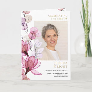 Floral Funeral Memorial Order Of Service Folded Program