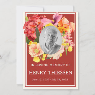 Floral Funeral Memorial, Order Of Service Program 