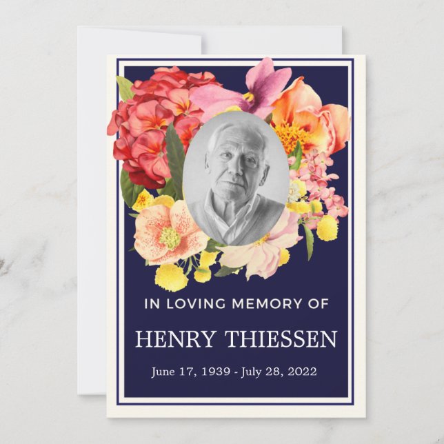 Floral Funeral Memorial, Order Of Service Program  (Front)