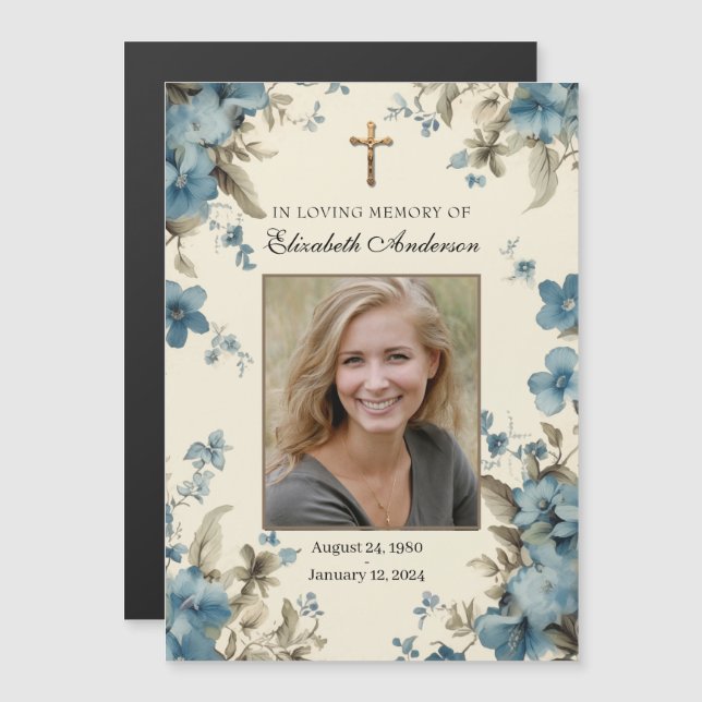 Floral Funeral Photo Memorial Prayer  (Front/Back)