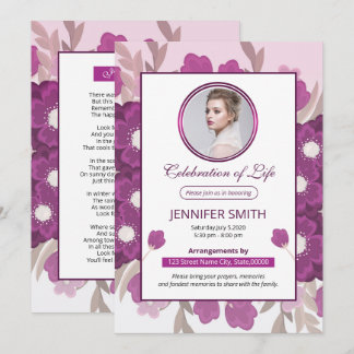 Floral Funeral Prayer Card Template