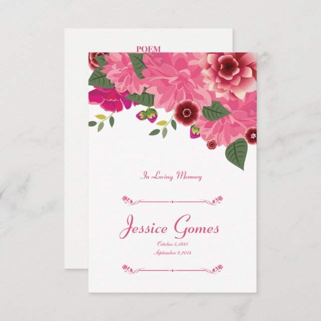 Floral Funeral Program Card Template (Front/Back)