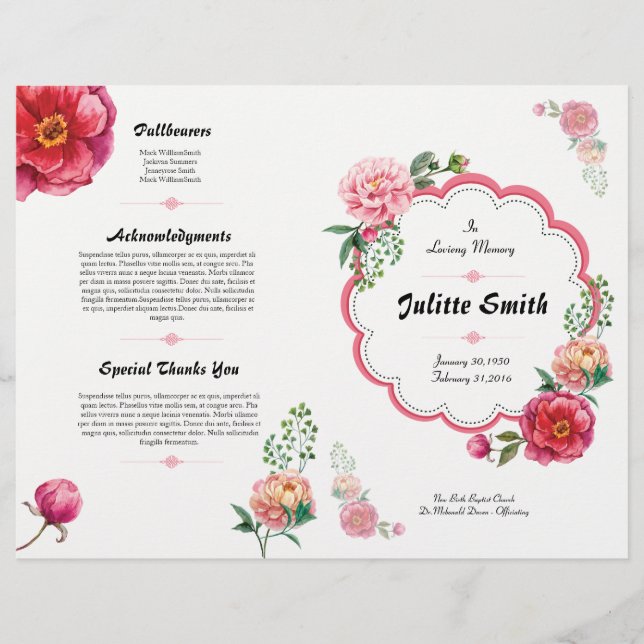Floral Funeral Program Flyer (Front)