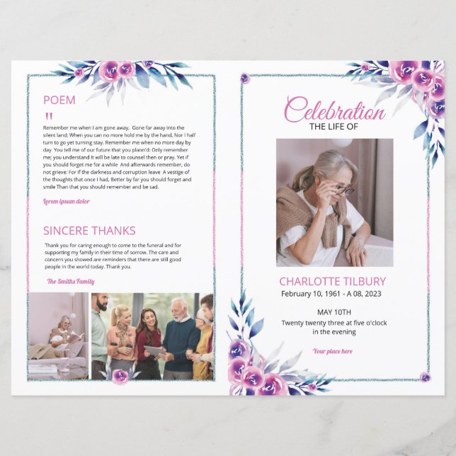 Floral Funeral Program Template (Front)