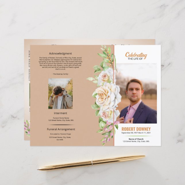 Floral Funeral Program Template (Front/Back In Situ)