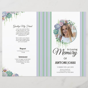 Floral Funeral Program Template