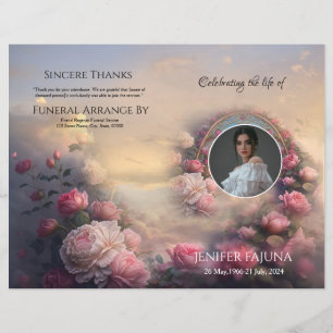 Floral Funeral Program Template